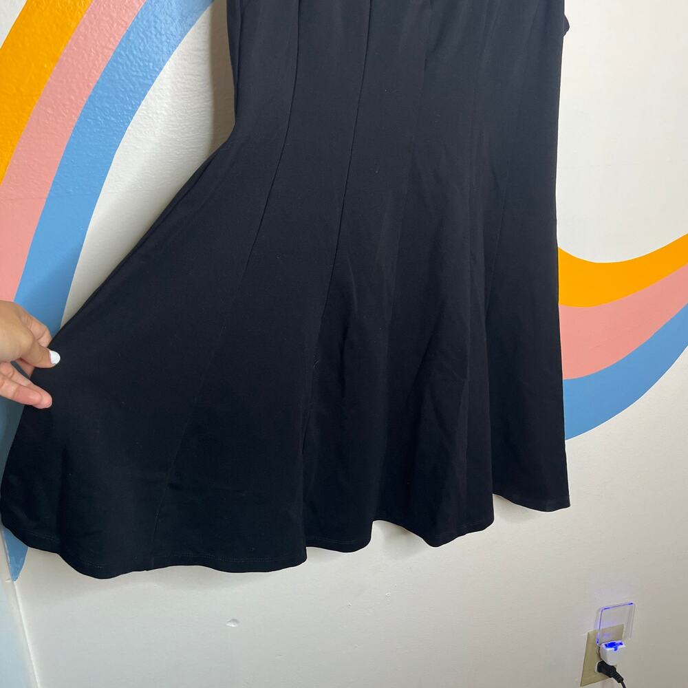 Forever 21+ Sleeveless Mini Dress Womens Size 1X Black Mesh Pleated Fit Flare - Picture 6 of 7